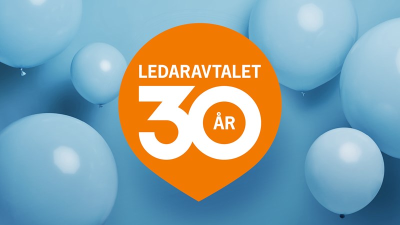 Ballonger och text: Ledaravtalet 30 år.