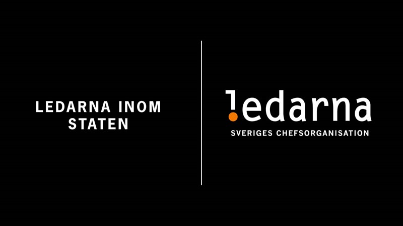 Logotyp för Ledarna inom staten. Svart platta.