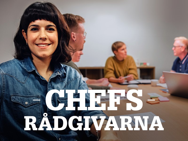 Leende kvinna och text: Chefsrådgivarna.